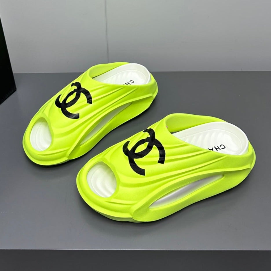 Chanel New Double C Foam Lightweight Slippers Boat Lemon Yelllow