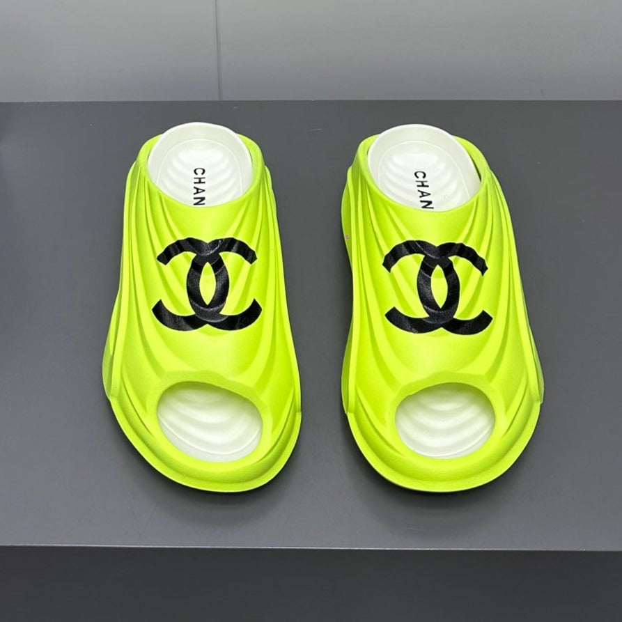 Chanel New Double C Foam Lightweight Slippers Boat Lemon Yelllow