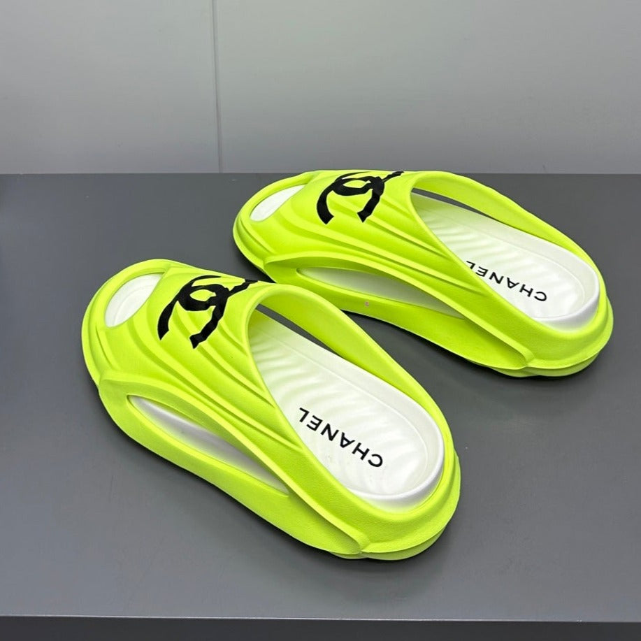 Chanel New Double C Foam Lightweight Slippers Boat Lemon Yelllow