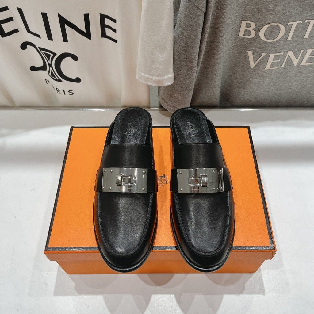 Hermes Iota Mule Black Calfskin