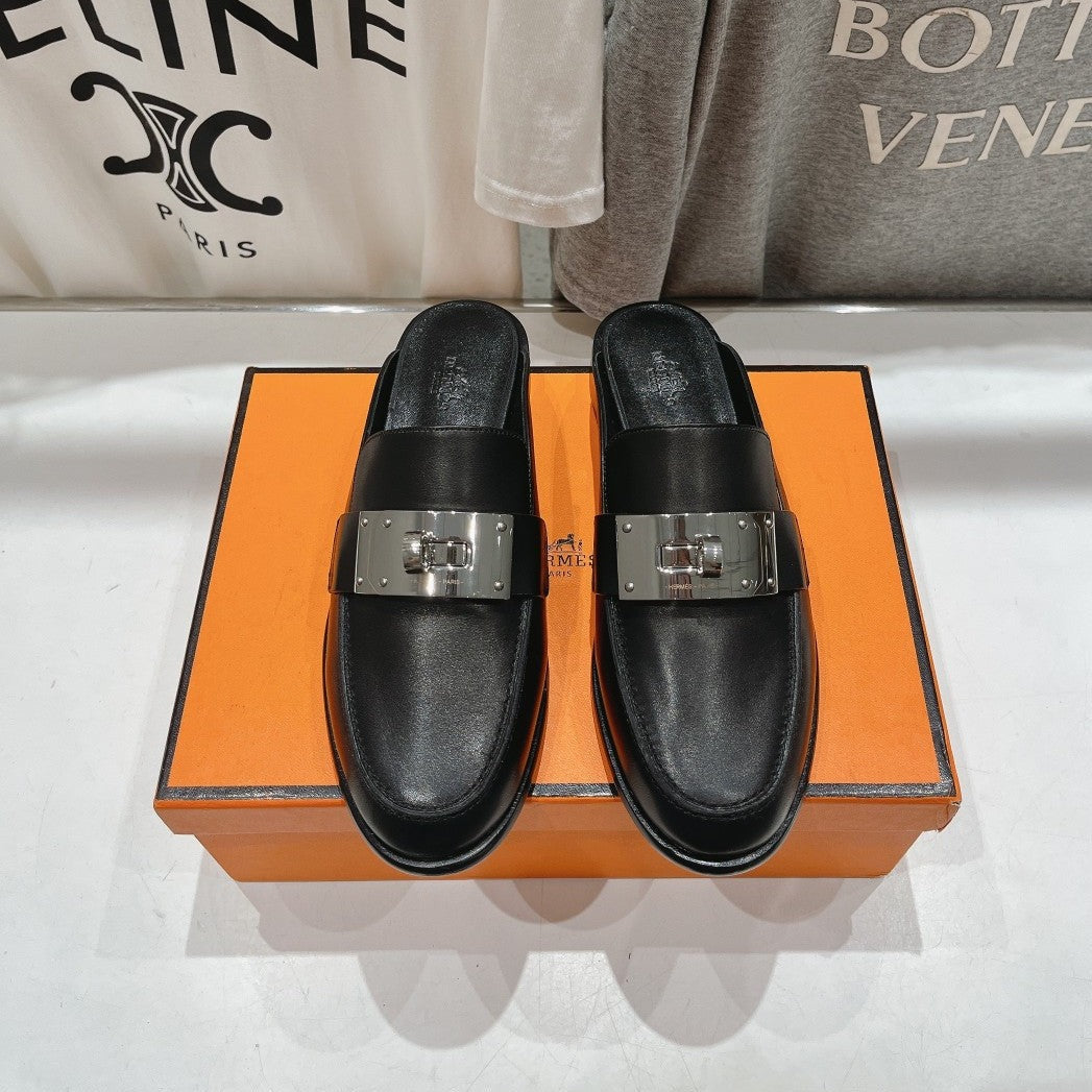 Hermes Iota Mule Black Calfskin