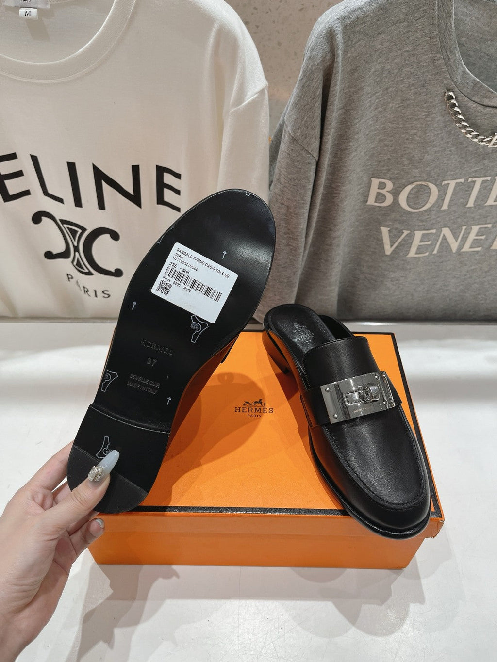 Hermes Iota Mule Black Calfskin