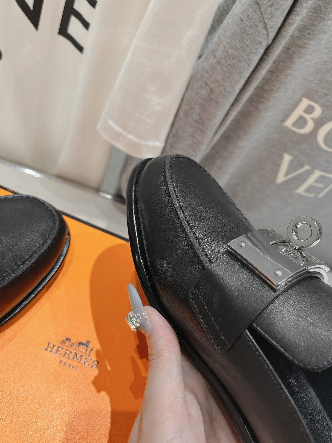 Hermes Iota Mule Black Calfskin