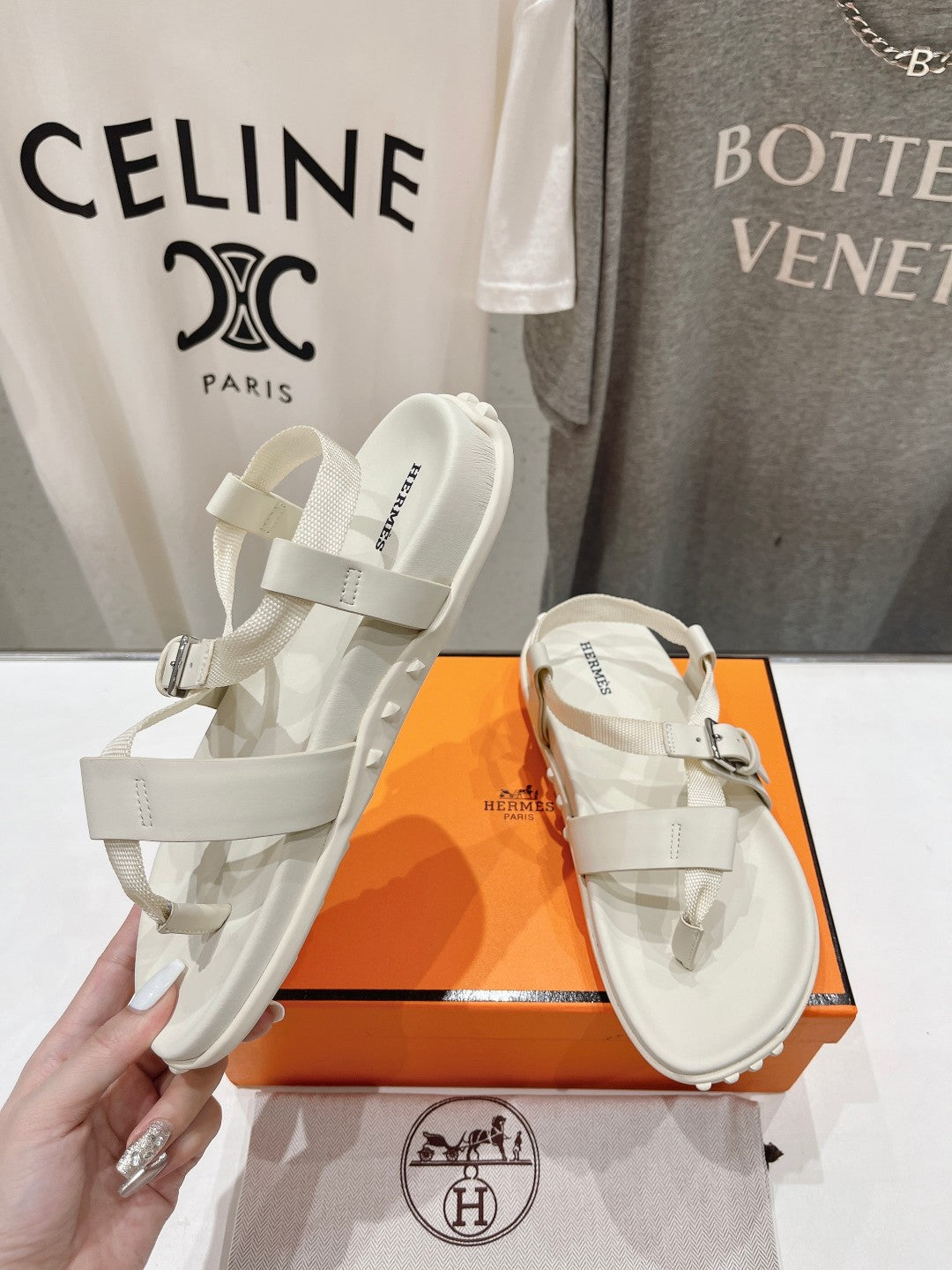 Hermes Sandal Braided 30 White Calfskin