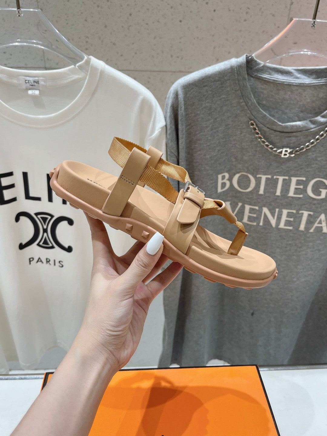 Hermes Sandal Braided 30 Champagne Calfskin