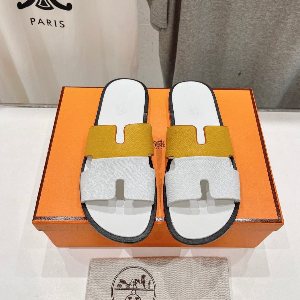 Hermes Izmir Sandal White Mix Yellow Lambskin
