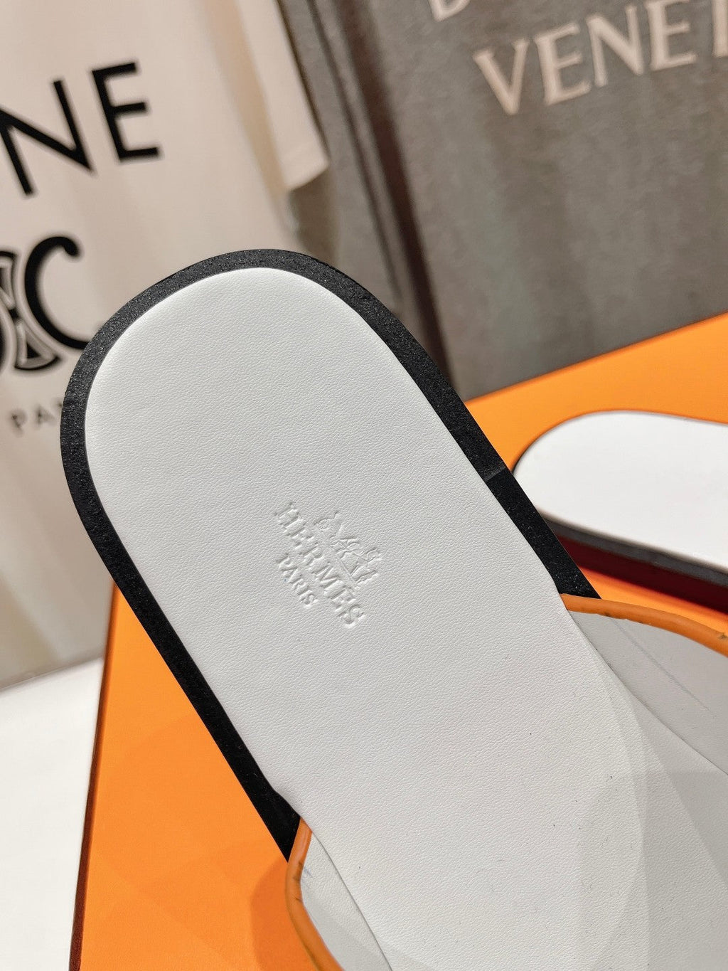 Hermes Izmir Sandal White Mix Yellow Lambskin