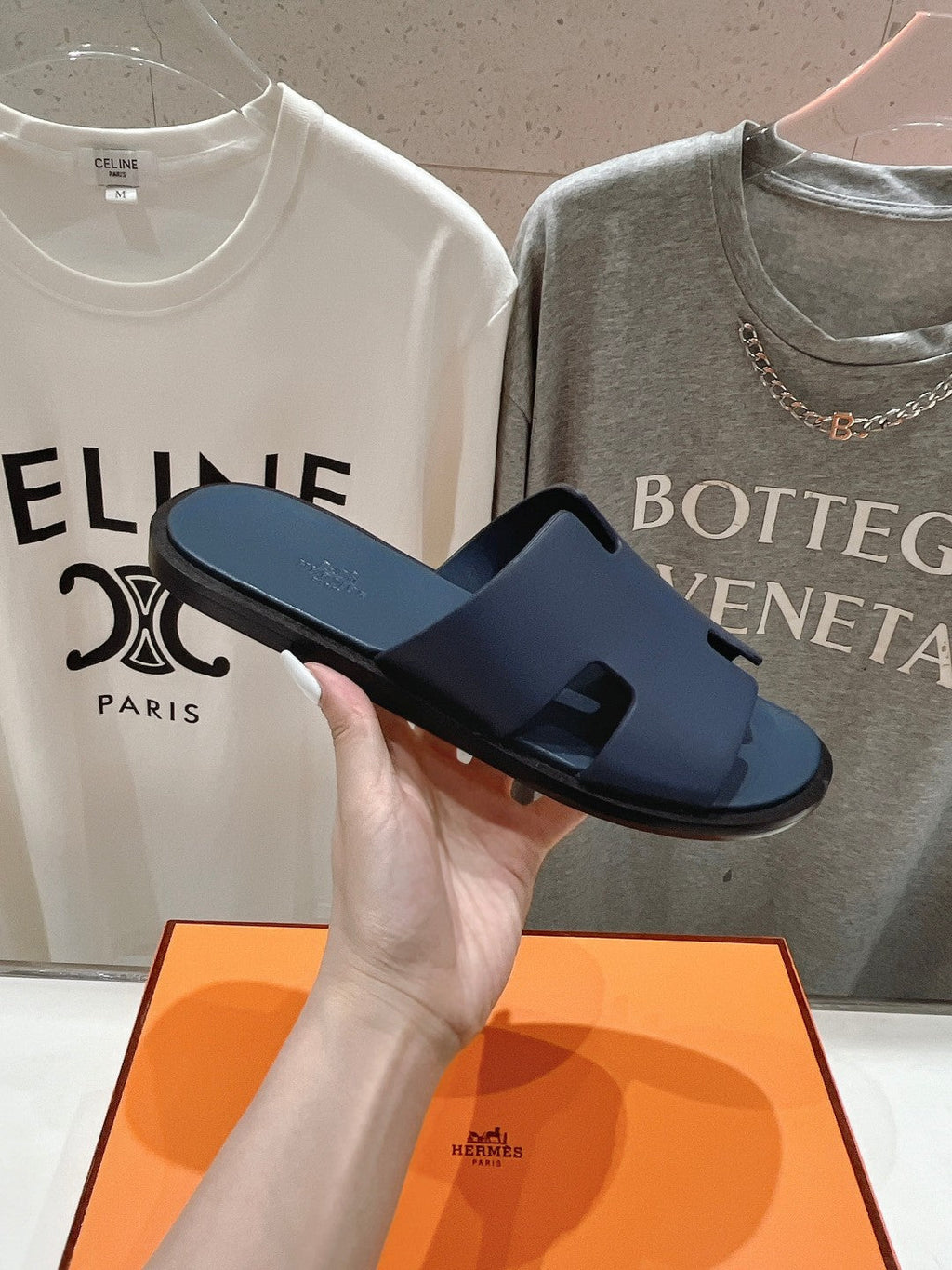 Hermes Izmir Sandal Indigo Lambskin
