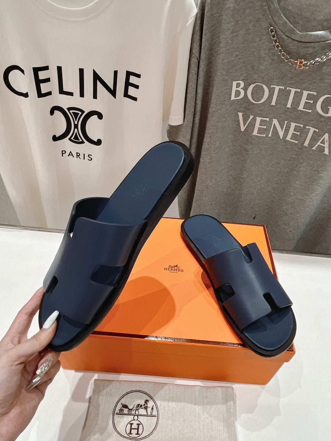 Hermes Izmir Sandal Indigo Lambskin