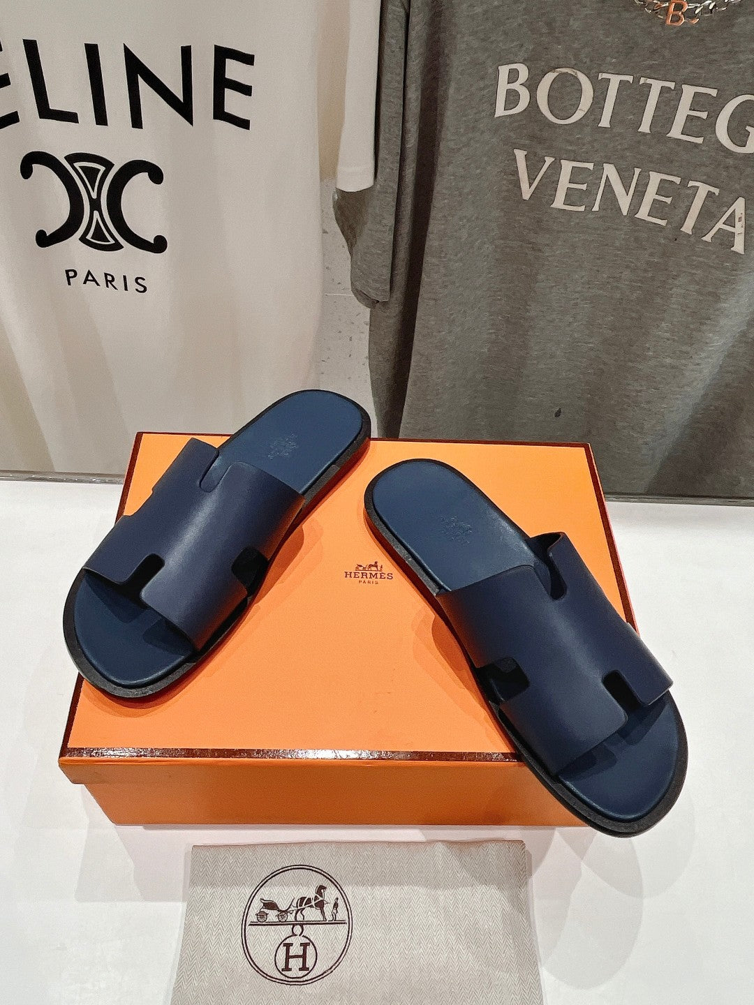 Hermes Izmir Sandal Indigo Lambskin