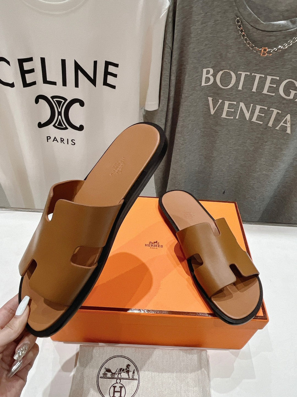 Hermes Izmir Sandal Caramel Lambskin
