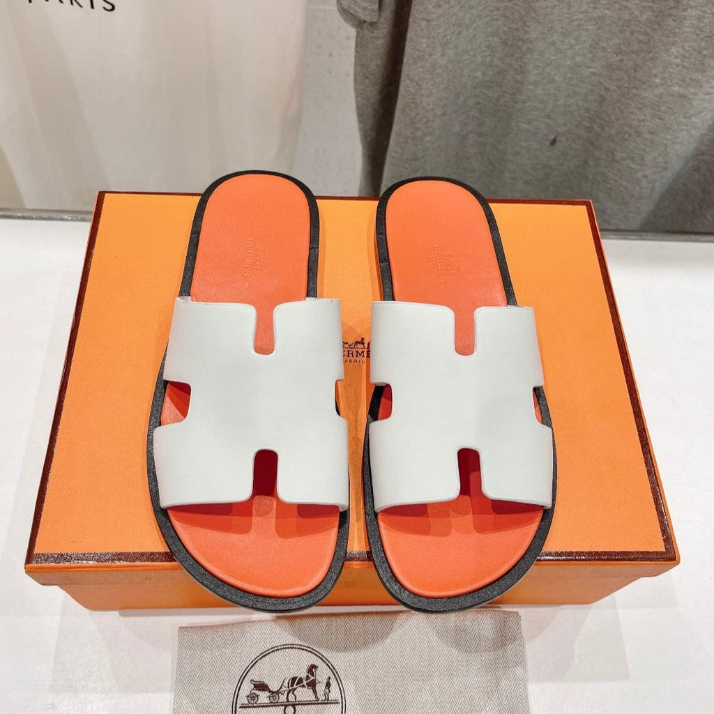 Hermes Izmir Sandal Light Orange Mix White Lambskin