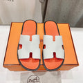 Hermes Izmir Sandal Light Orange Mix White Lambskin