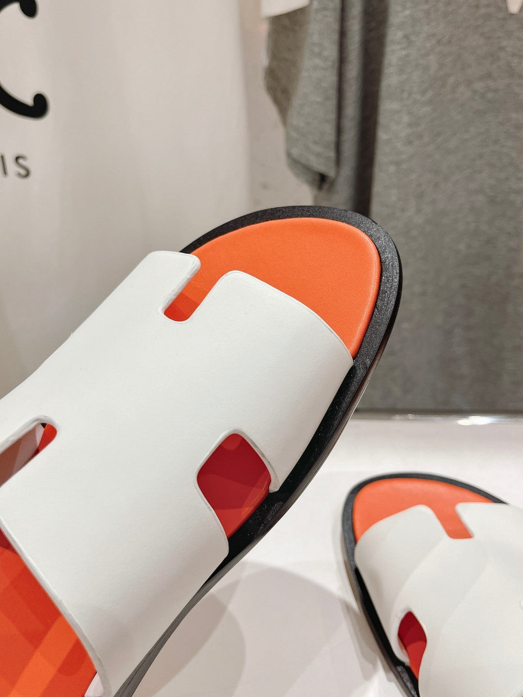 Hermes Izmir Sandal Light Orange Mix White Lambskin