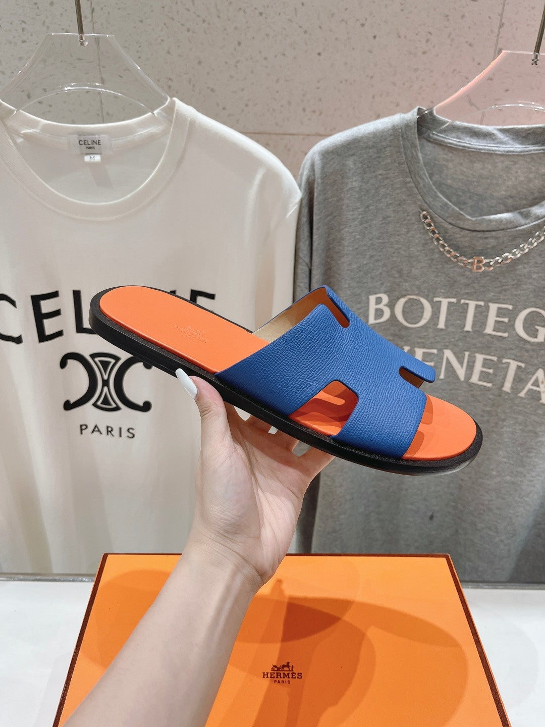 Hermes Izmir Sandal Light Orange Mix Lapis Lambskin