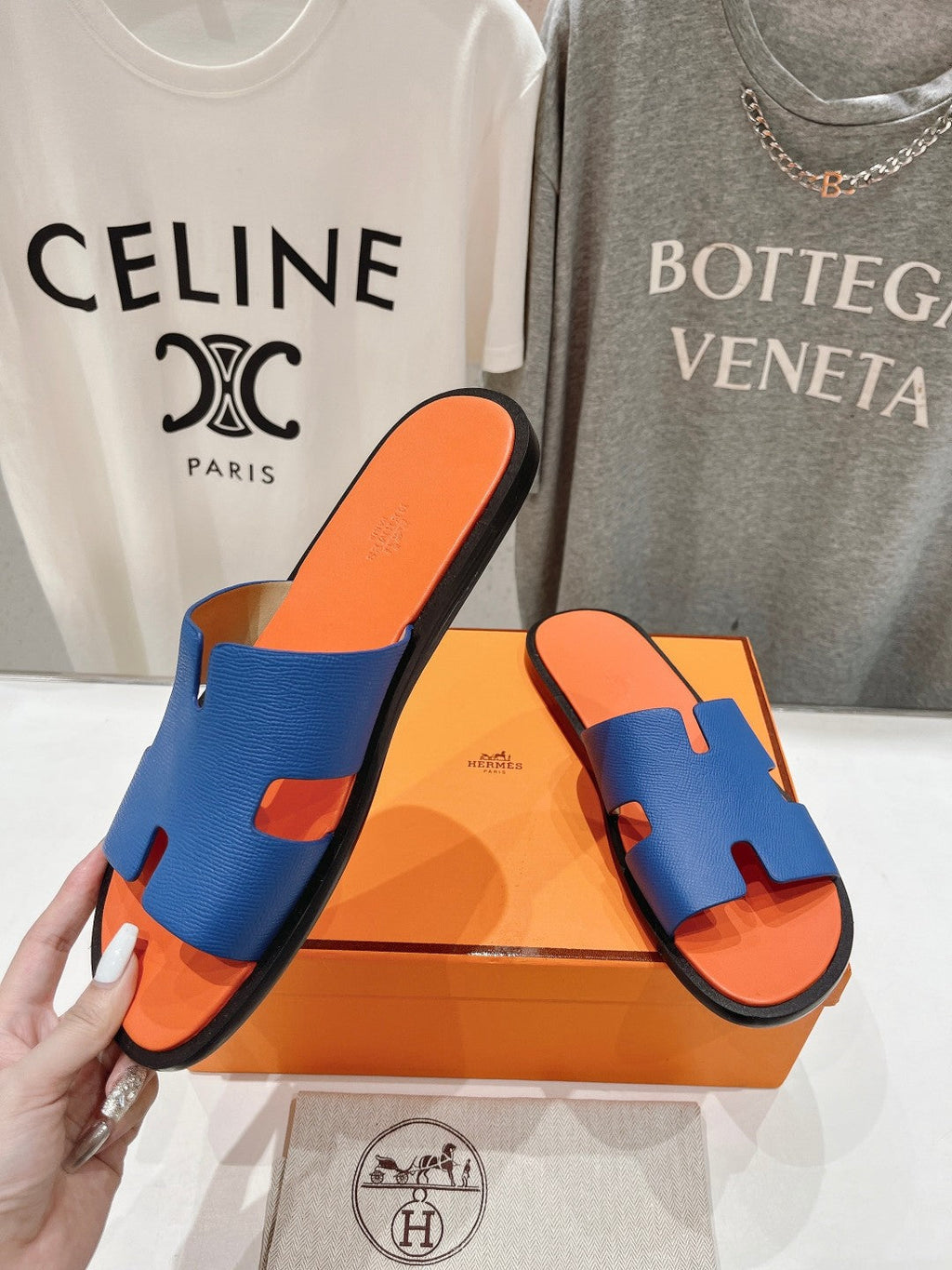 Hermes Izmir Sandal Light Orange Mix Lapis Lambskin