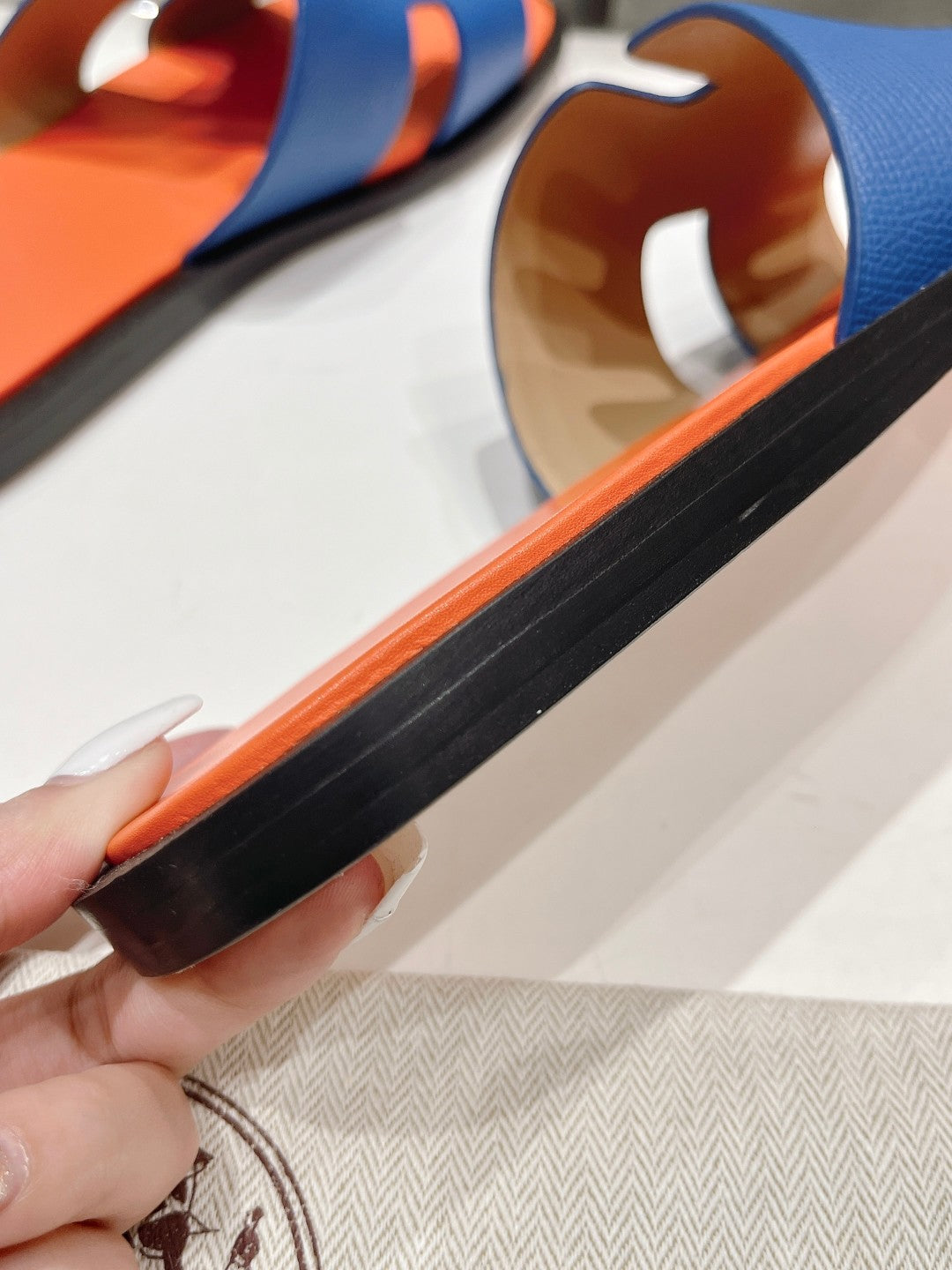 Hermes Izmir Sandal Light Orange Mix Lapis Lambskin