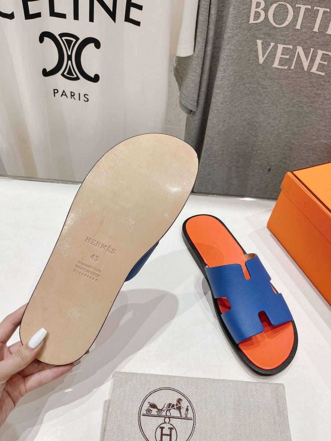 Hermes Izmir Sandal Light Orange Mix Lapis Lambskin
