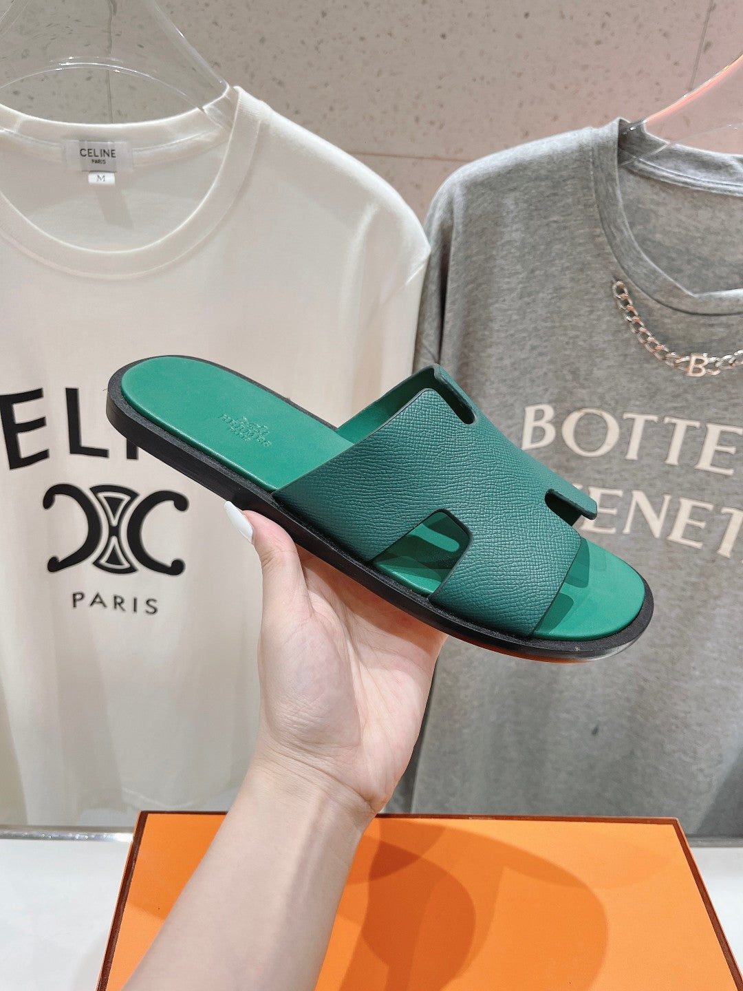 Hermes Izmir Sandal Ocean Lambskin