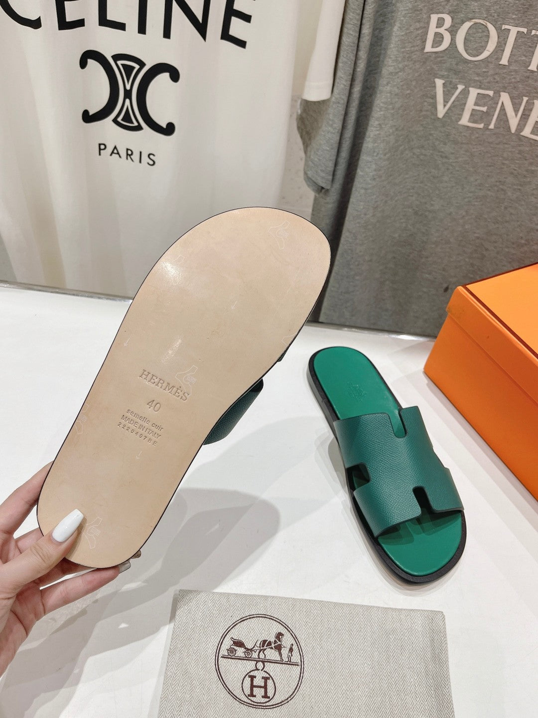 Hermes Izmir Sandal Ocean Lambskin