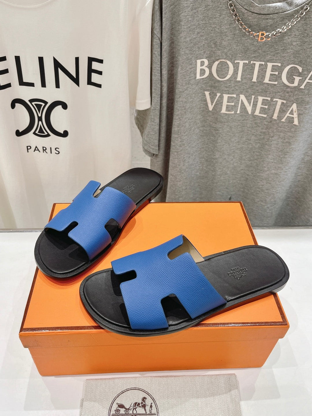 Hermes Izmir Sandal Black Mix Lapis Lambskin