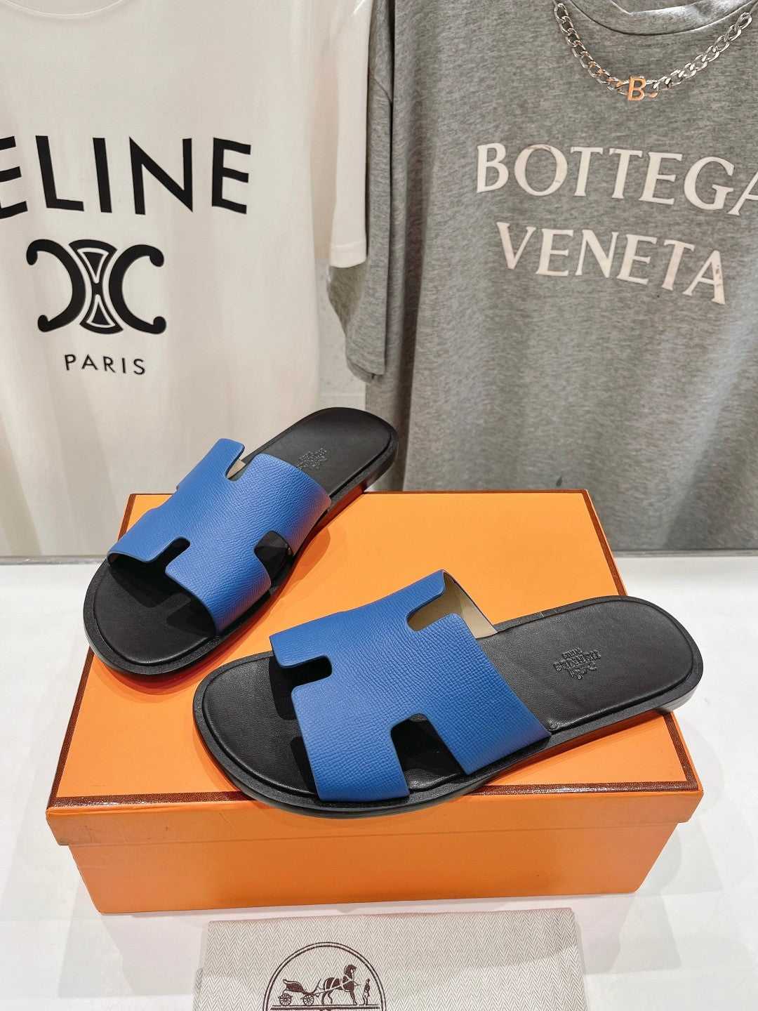 Hermes Izmir Sandal Black Mix Lapis Lambskin