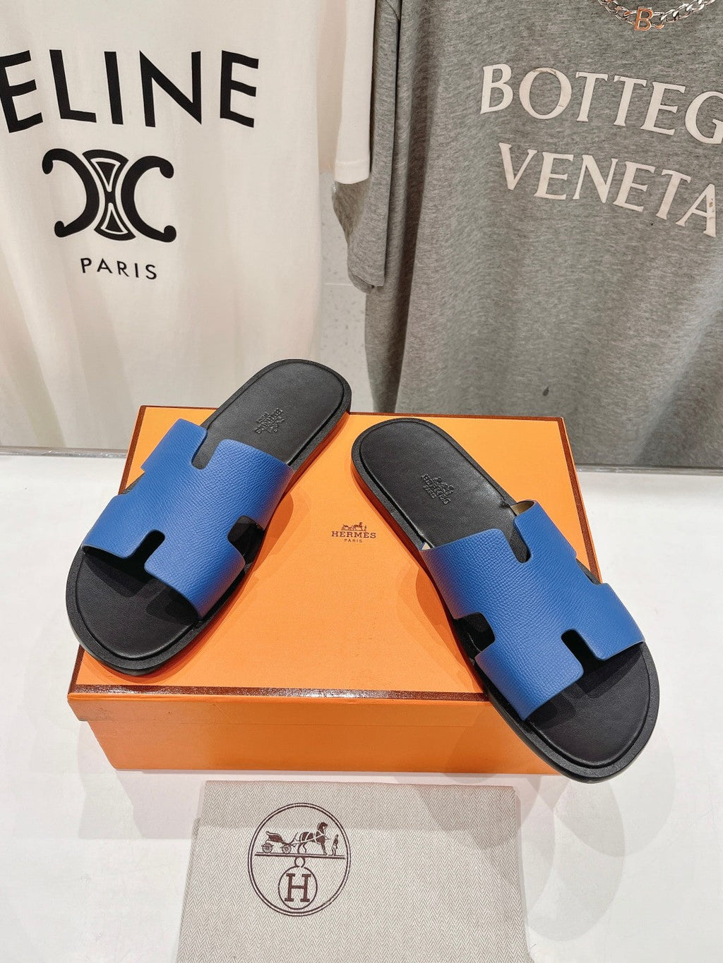 Hermes Izmir Sandal Black Mix Lapis Lambskin