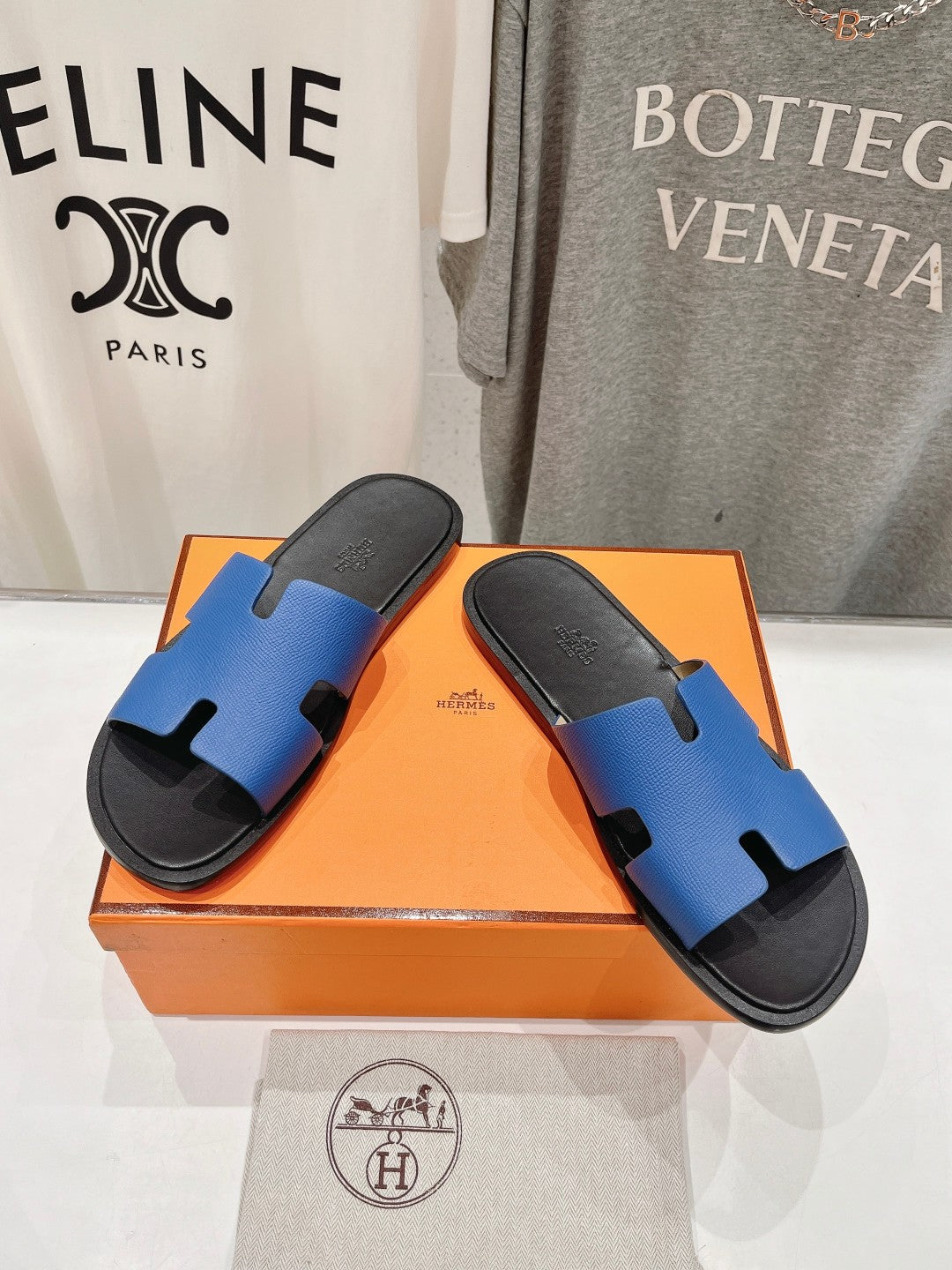Hermes Izmir Sandal Black Mix Lapis Lambskin