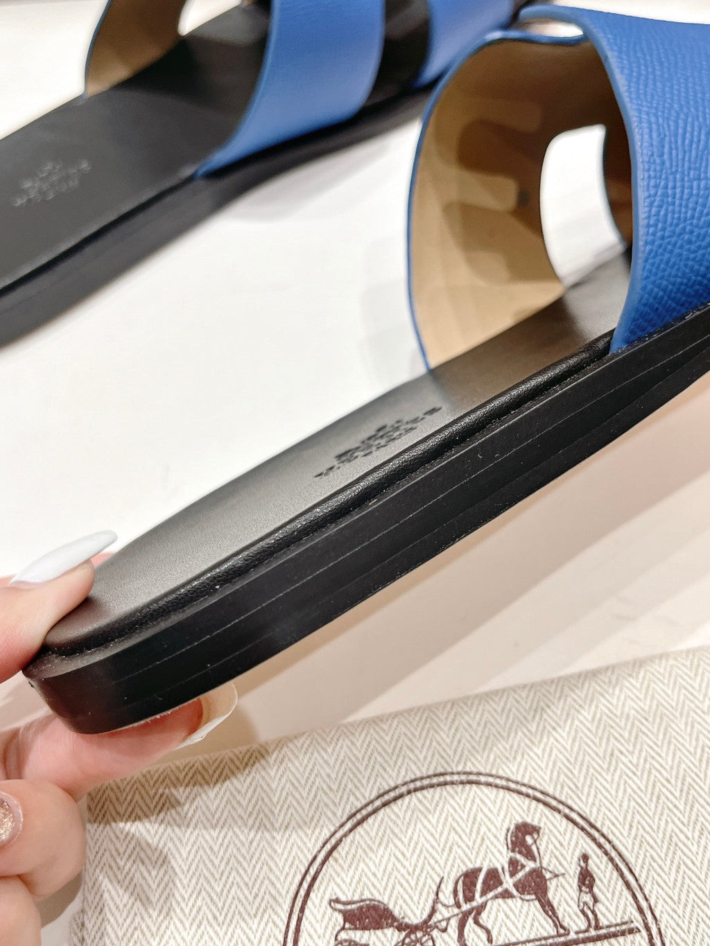 Hermes Izmir Sandal Black Mix Lapis Lambskin