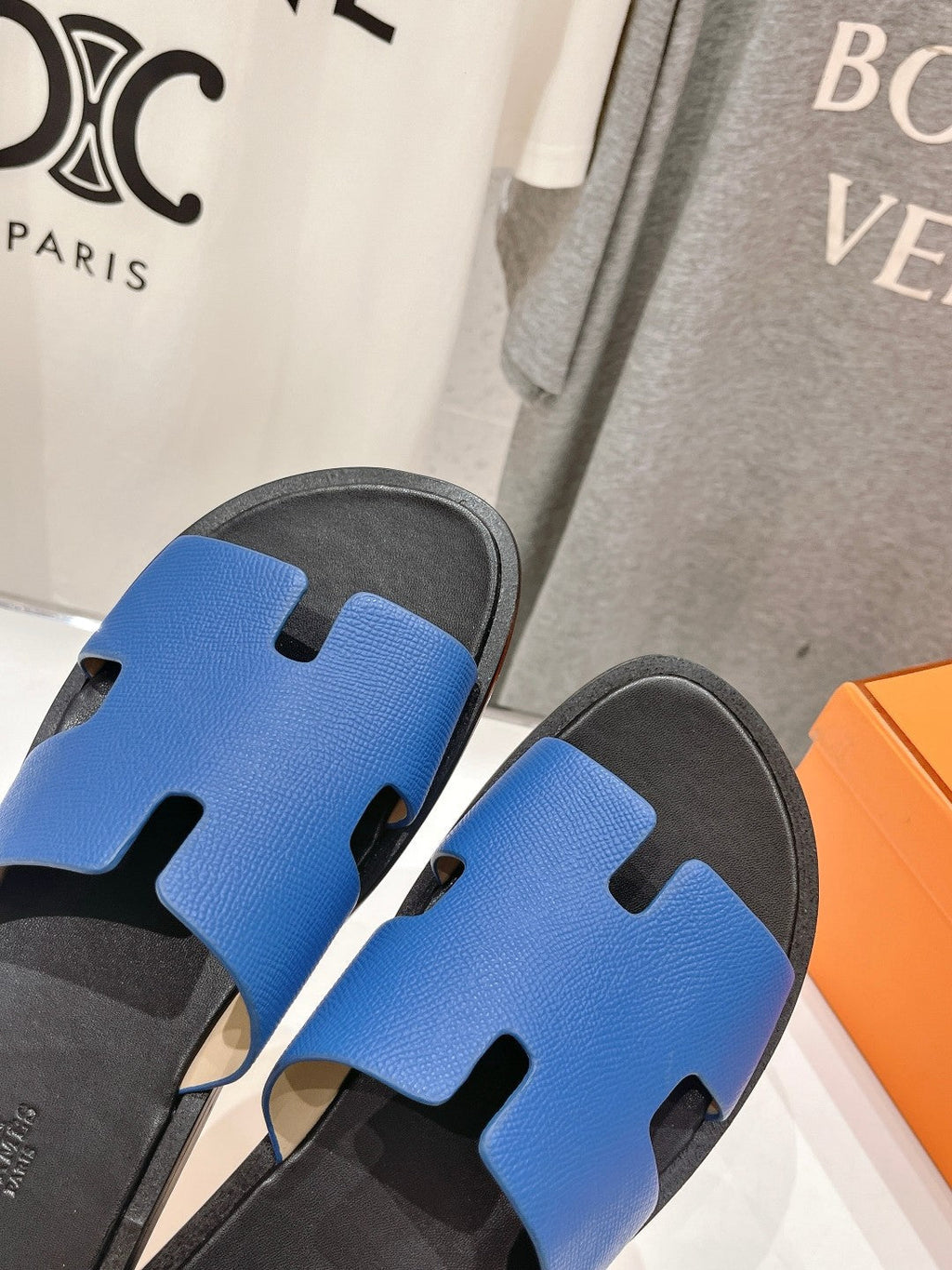 Hermes Izmir Sandal Black Mix Lapis Lambskin