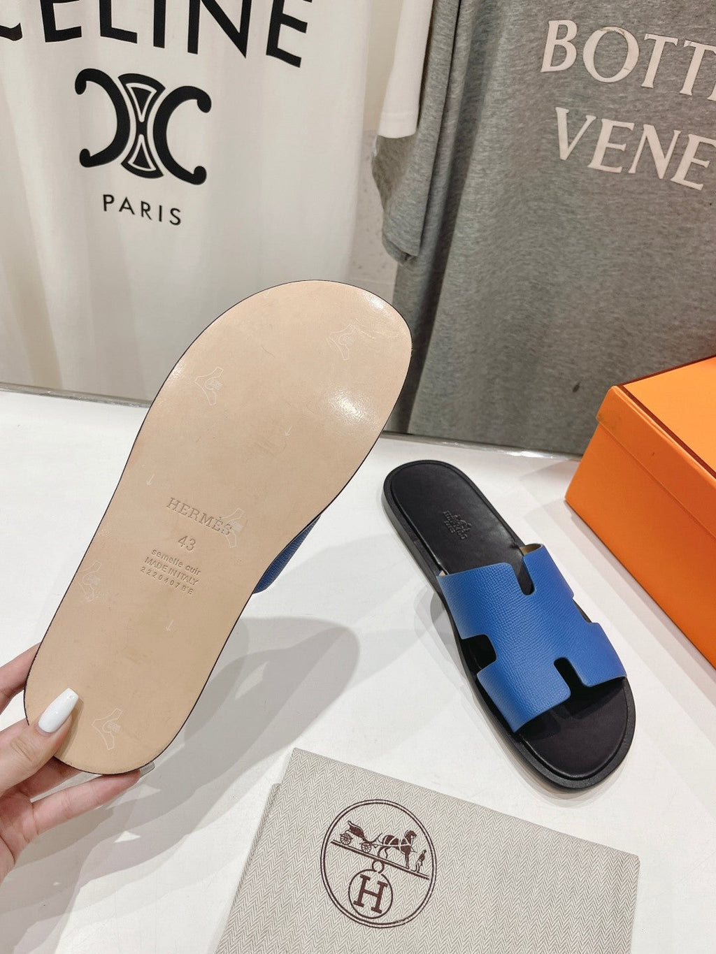 Hermes Izmir Sandal Black Mix Lapis Lambskin