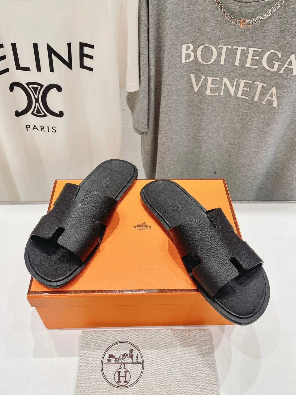 Hermes Izmir Sandal Black Lambskin
