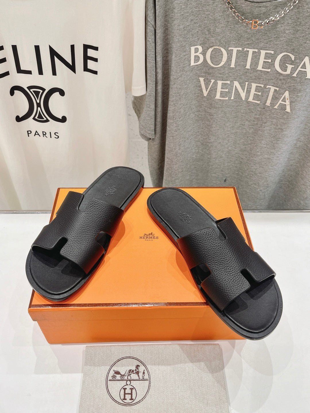 Hermes Izmir Sandal Black Lambskin