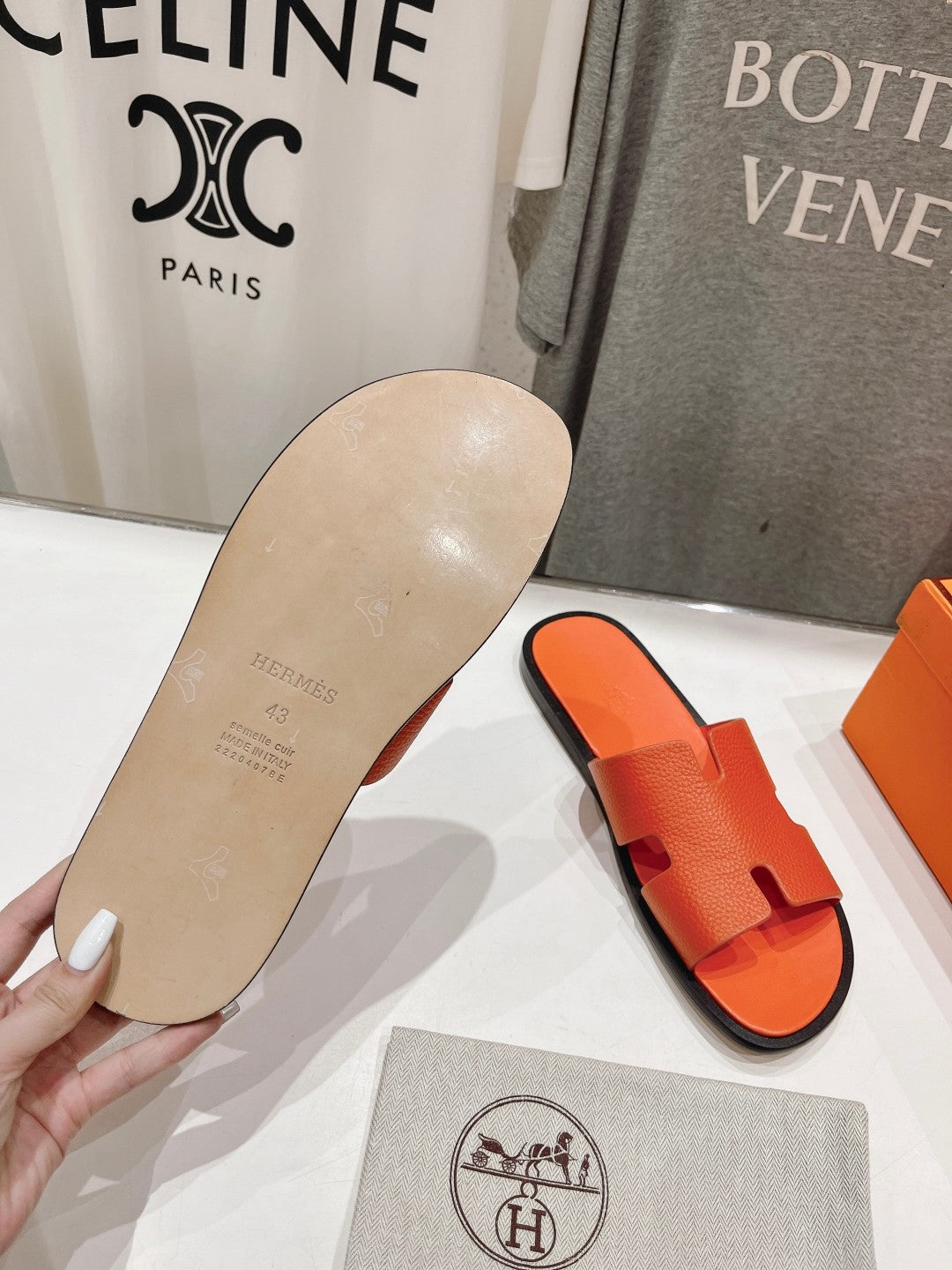 Hermes Izmir Sandal Orange Lambskin