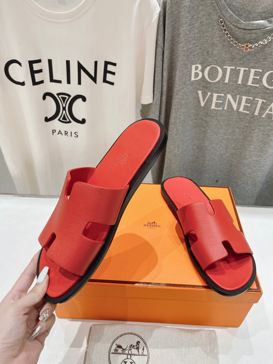 Hermes Izmir Sandal Crimson Lambskin