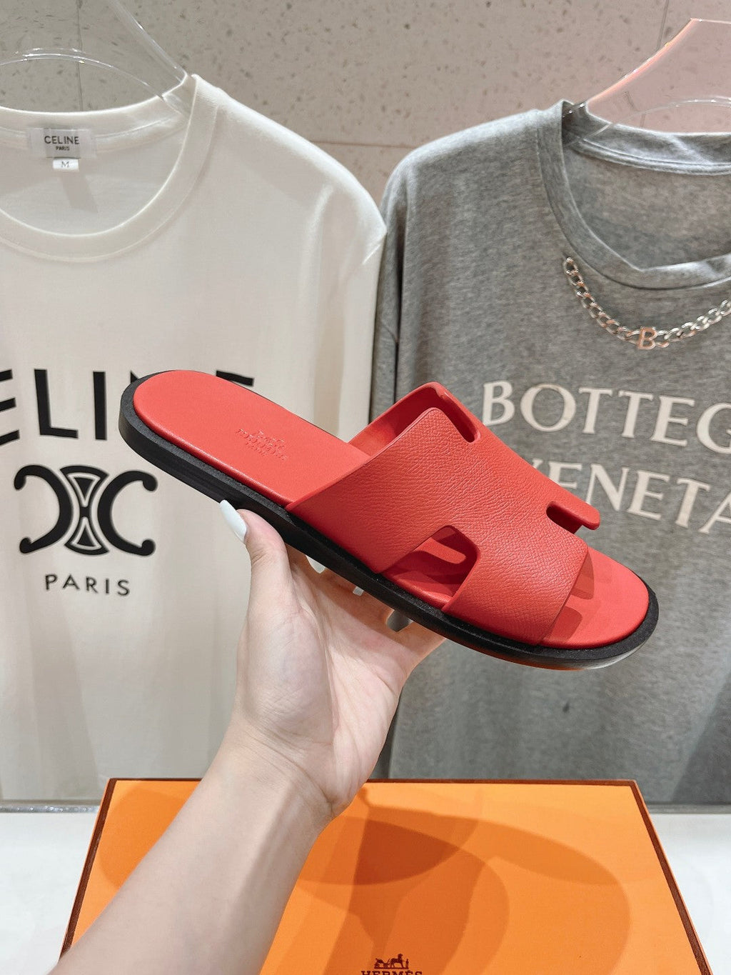 Hermes Izmir Sandal Crimson Lambskin