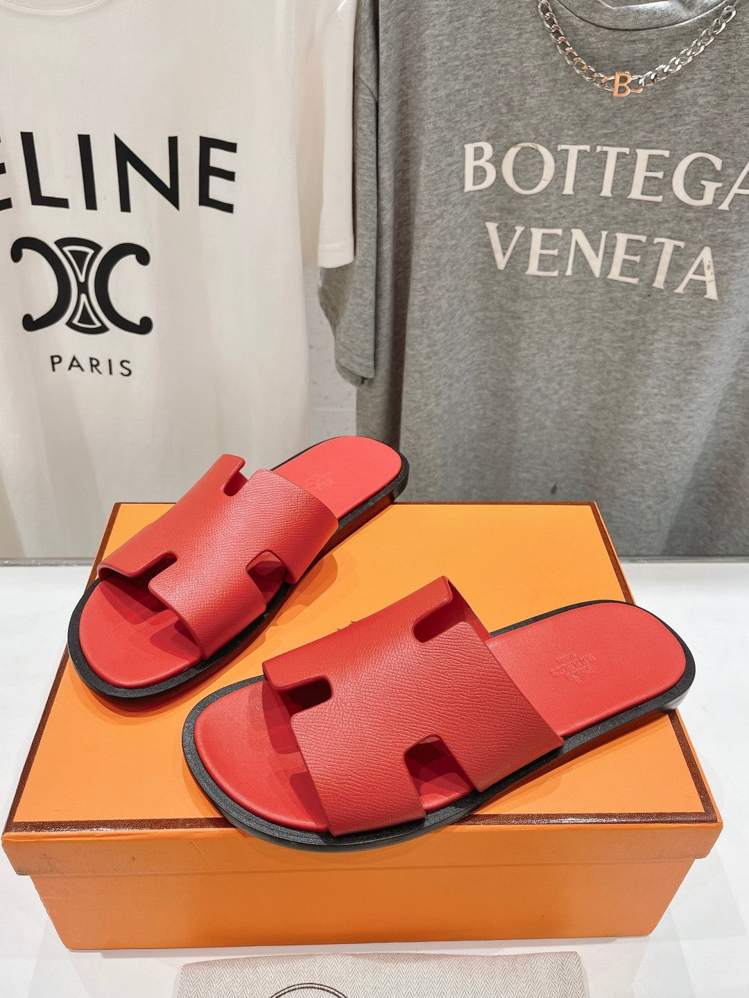 Hermes Izmir Sandal Crimson Lambskin