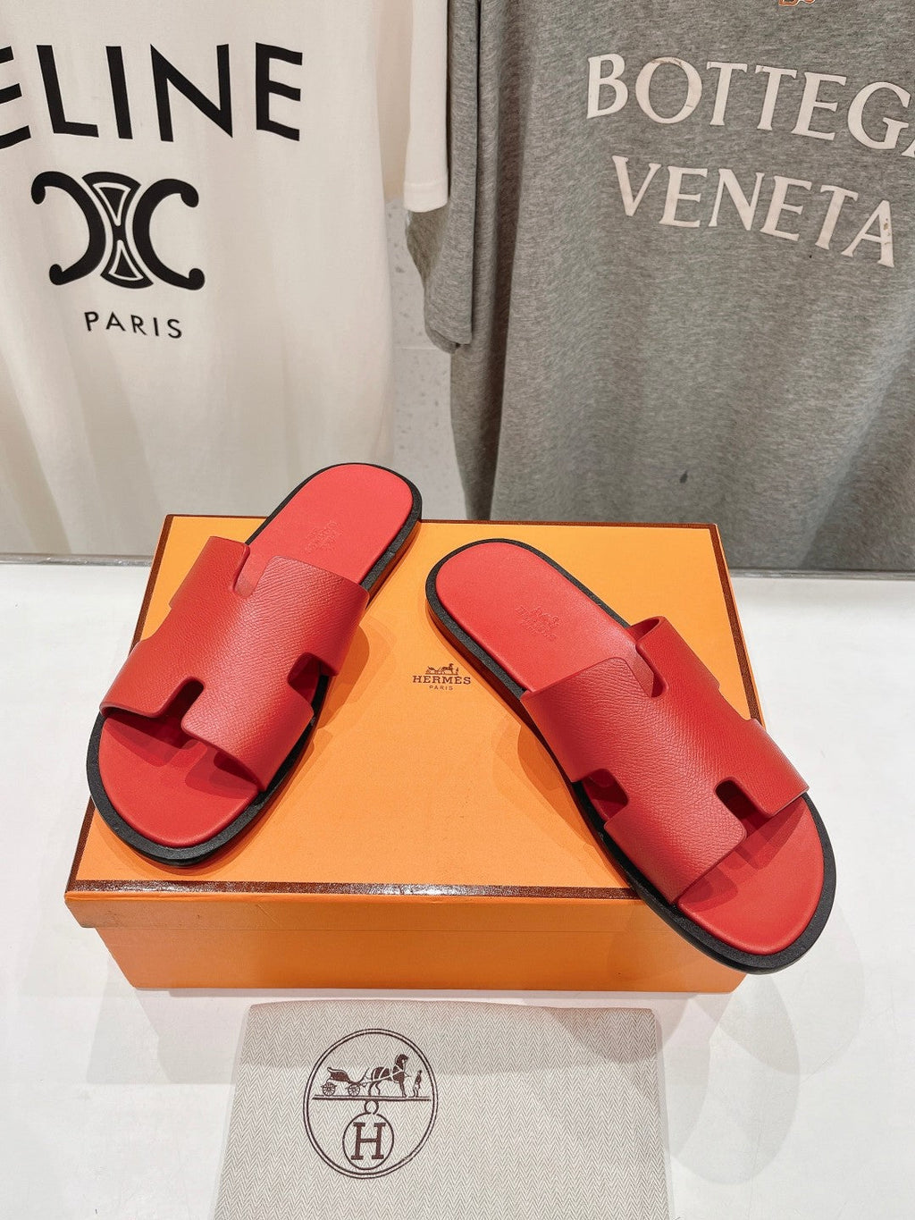 Hermes Izmir Sandal Crimson Lambskin