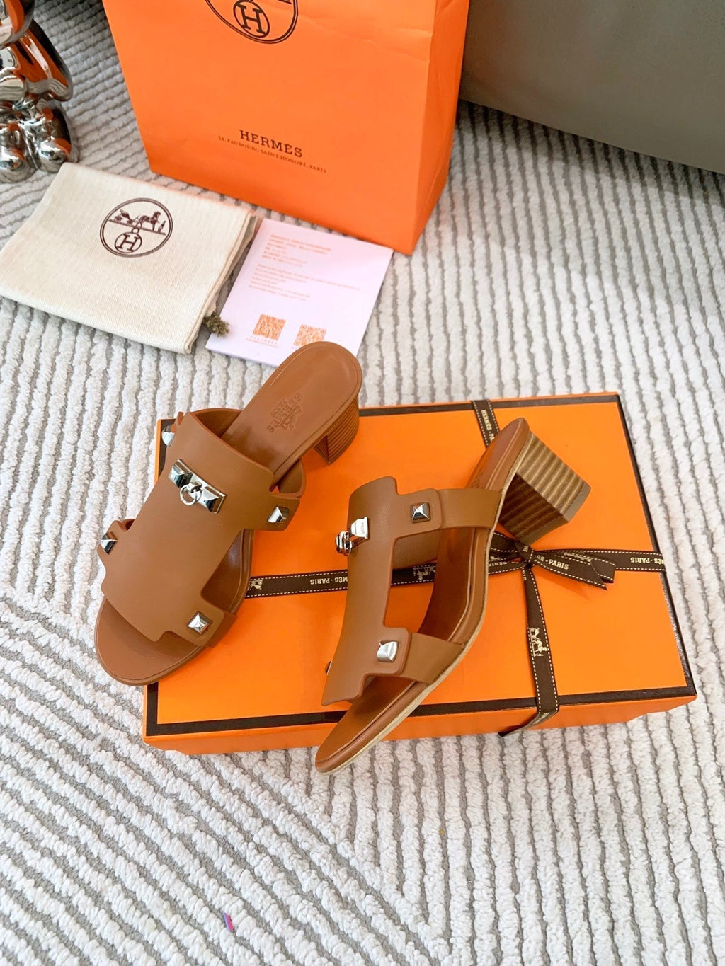 Hermes Invincible 50 Sandal in Bronze Brown Calfskin