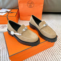 Hermes Icone Loafer in Tortilla Brown Suede