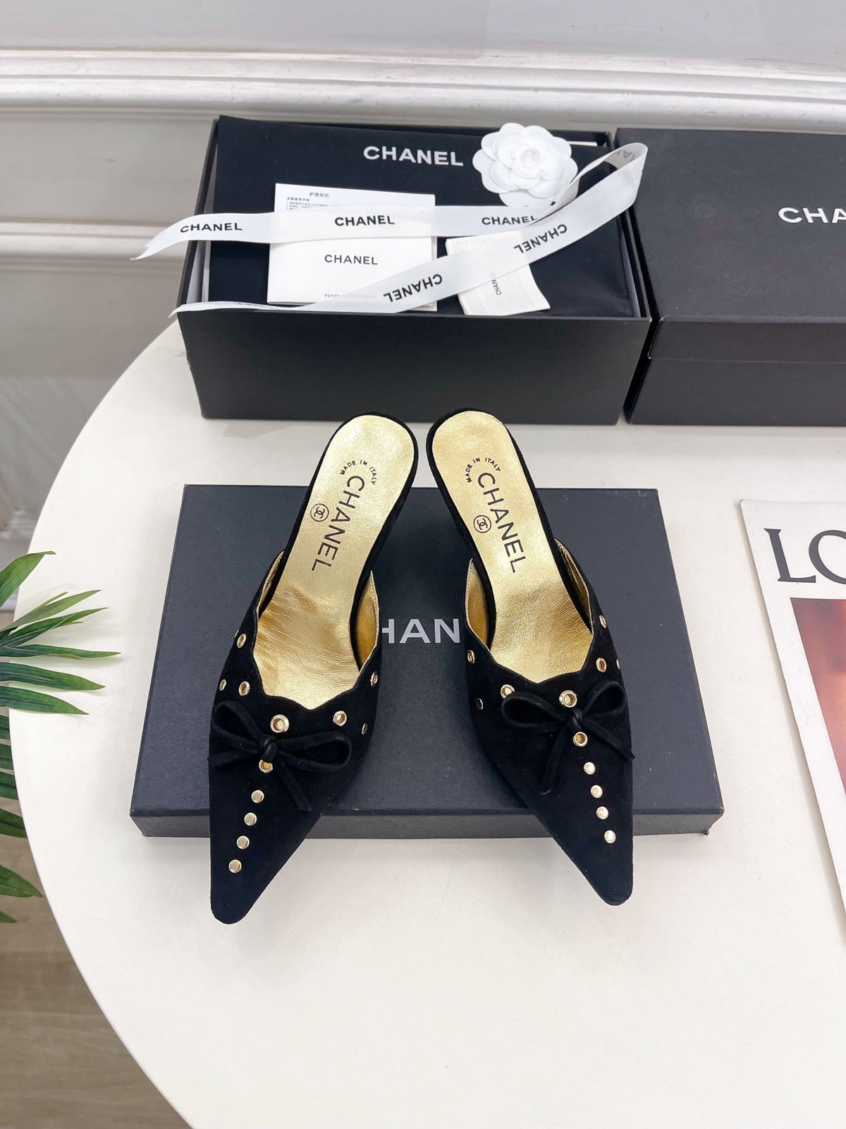 Chanel High 65 mm Mule in Black Suede