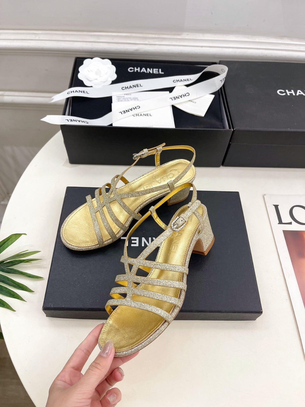 Chanel Gold Roman 5 cm Sandals