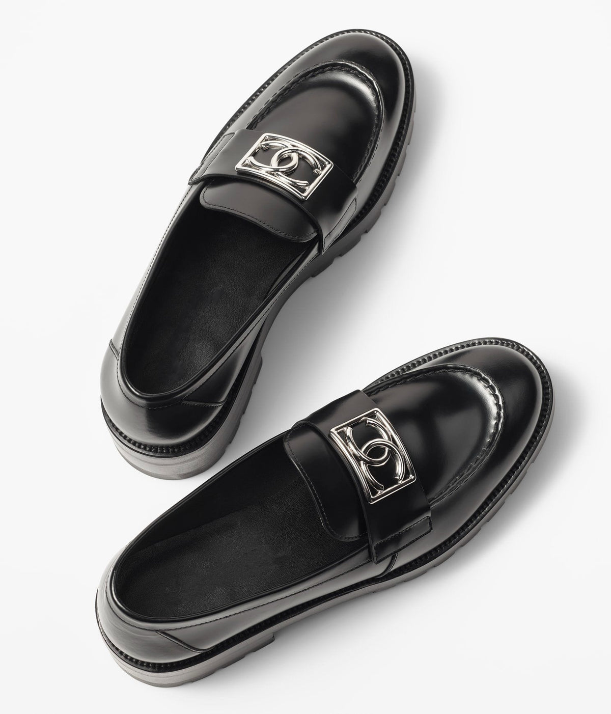 Chanel Moccasins Black Calfskin Metal