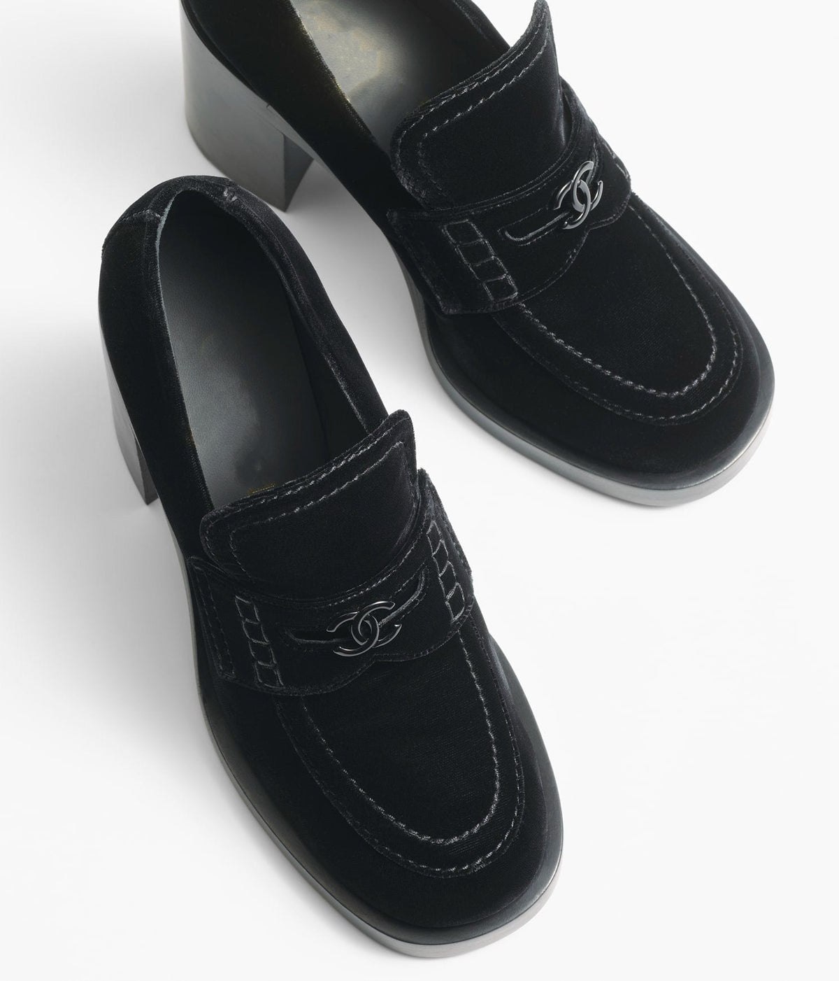 Chanel Moccasins Black Velvet