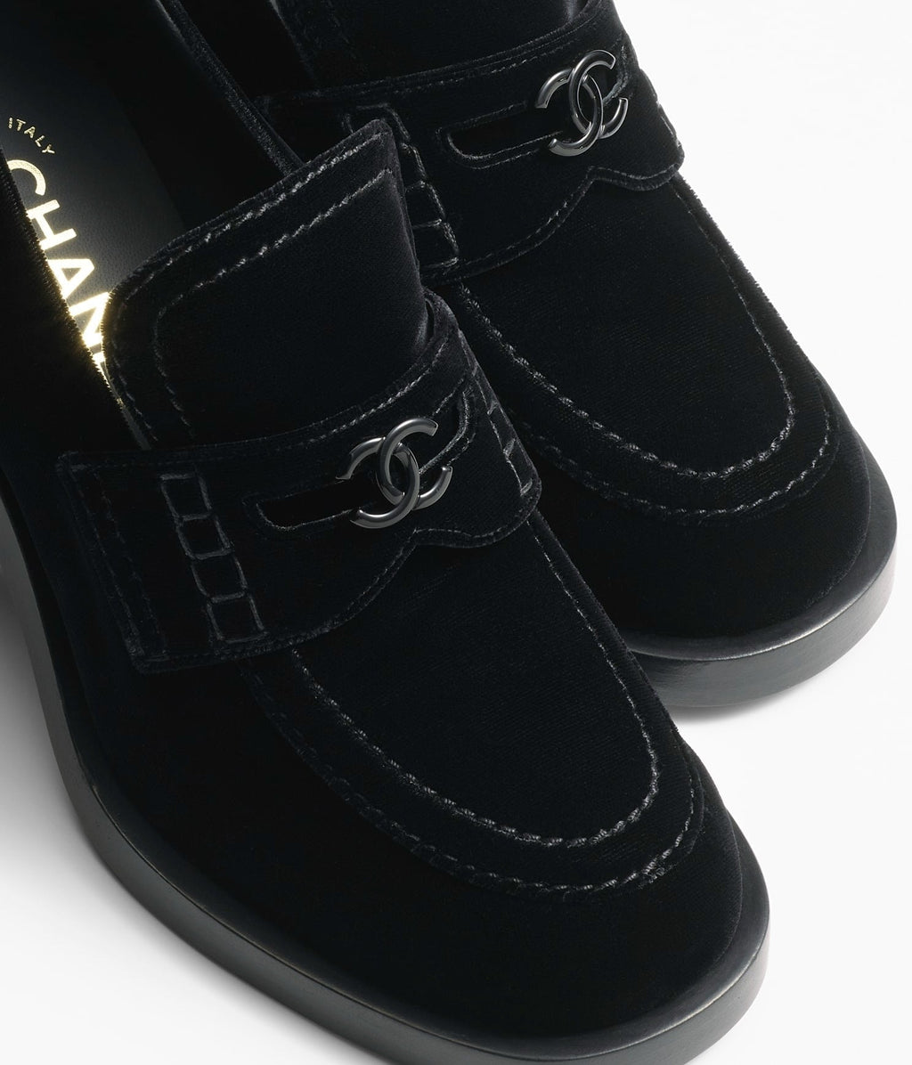Chanel Moccasins Black Velvet