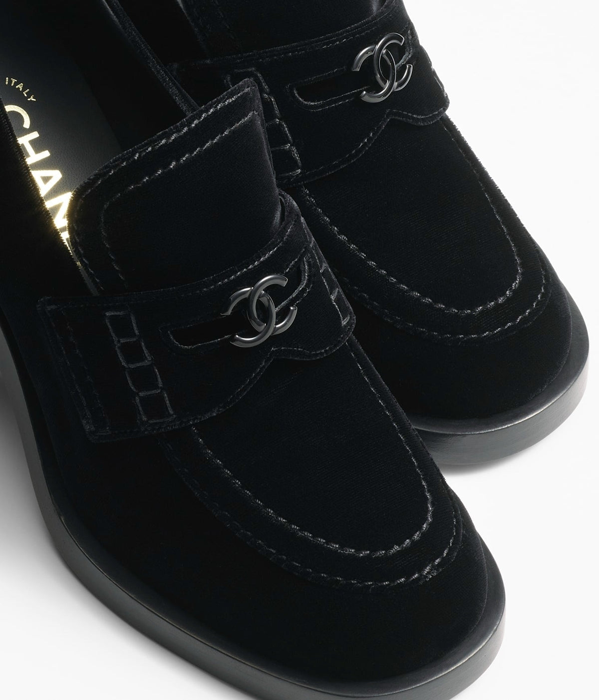 Chanel Moccasins Black Velvet