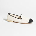 Chanel Moccasins White Black Lambskin