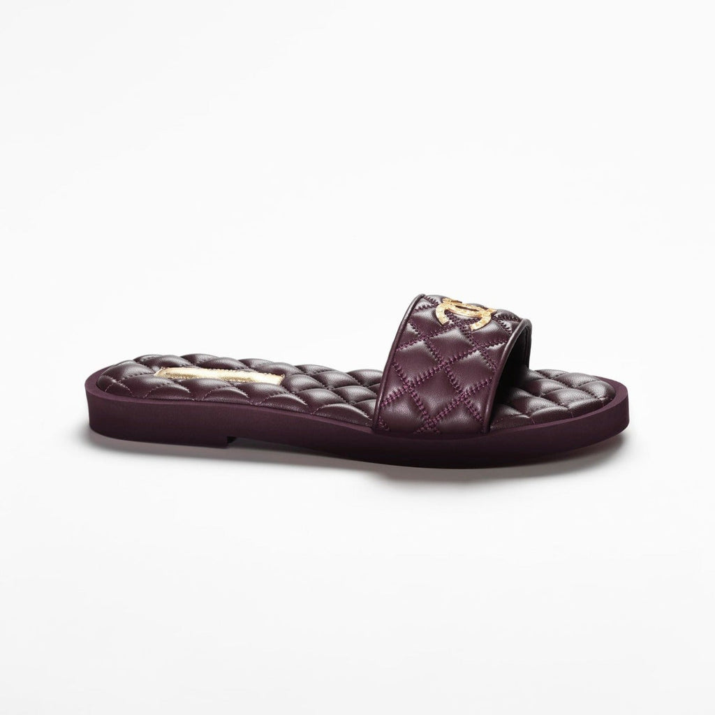 Chanel Mules Burgundy Lambskin Lambskin