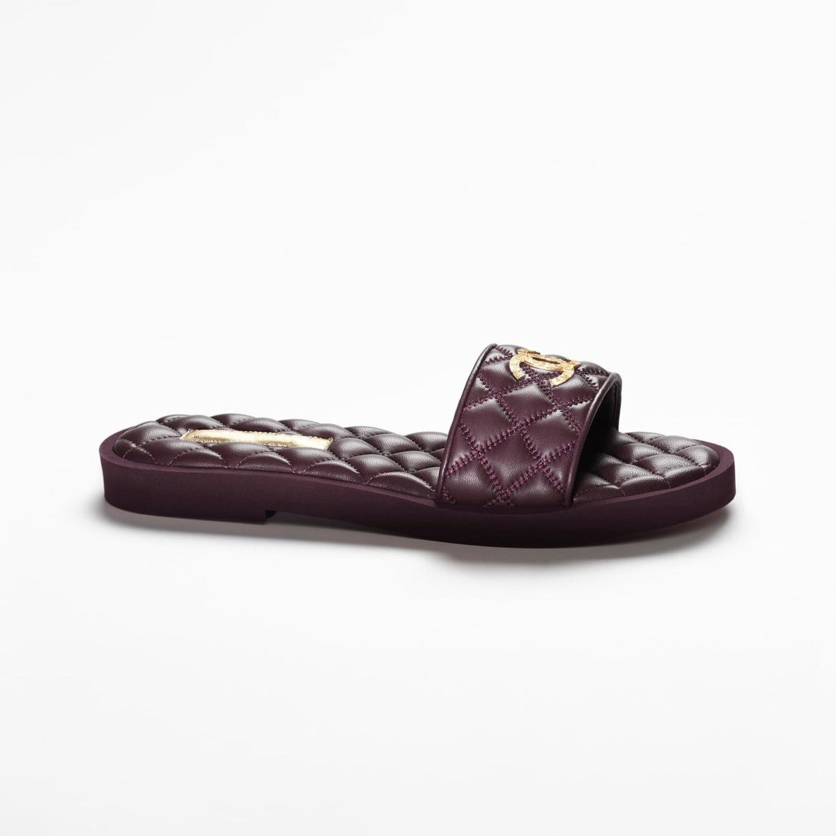 Chanel Mules Burgundy Lambskin Lambskin