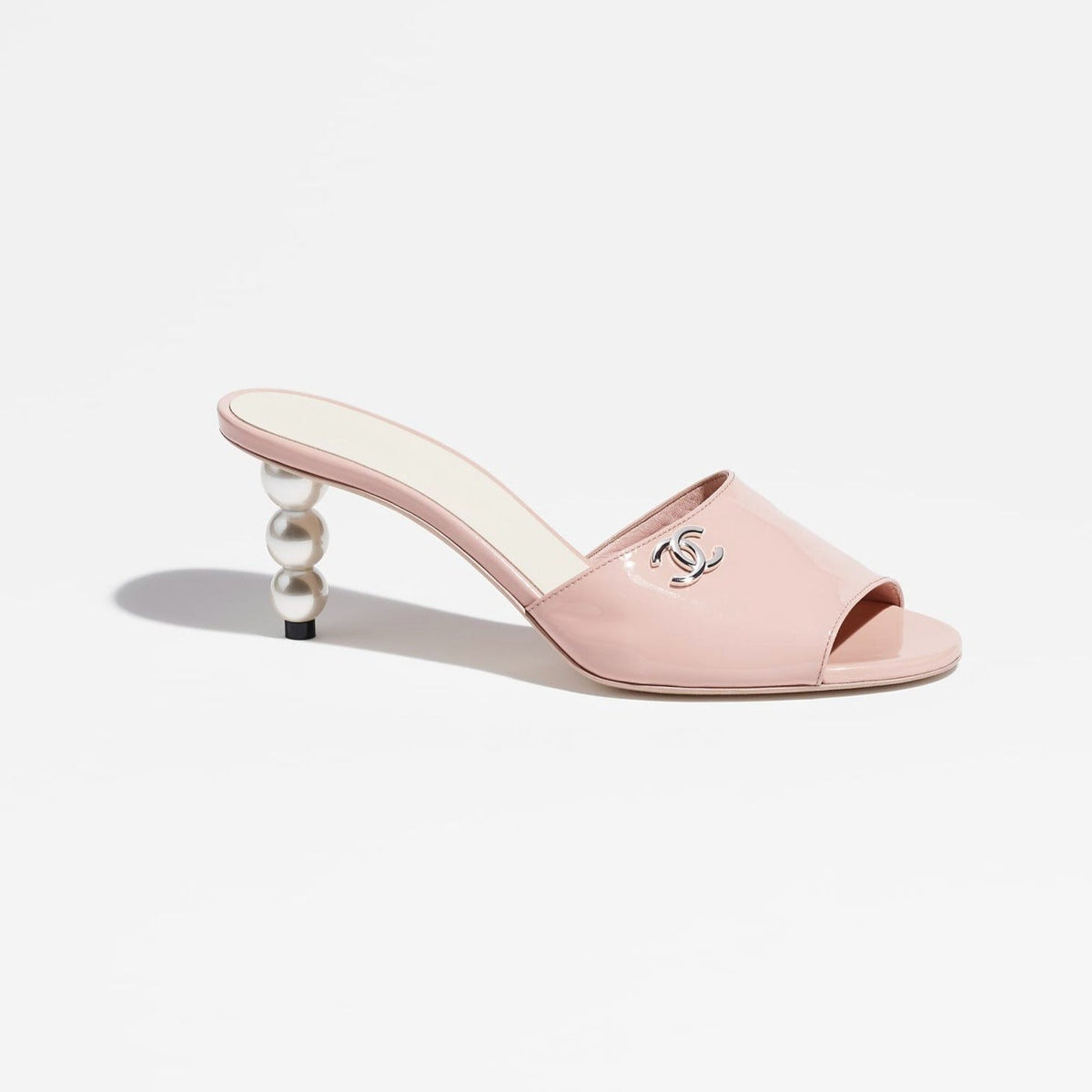 Chanel Mules Light Pink Patent Lambskin